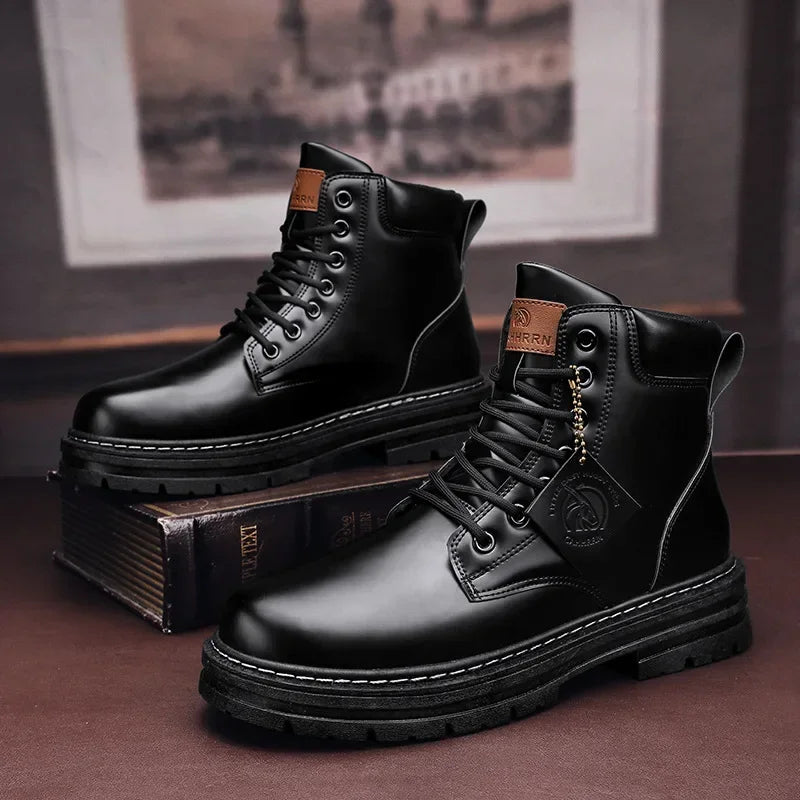 Stylish Men's Leather Motorcycle Boots