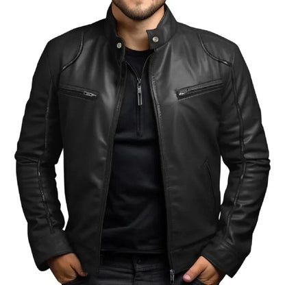 Punk Men's Motorcycle Leather Jacket