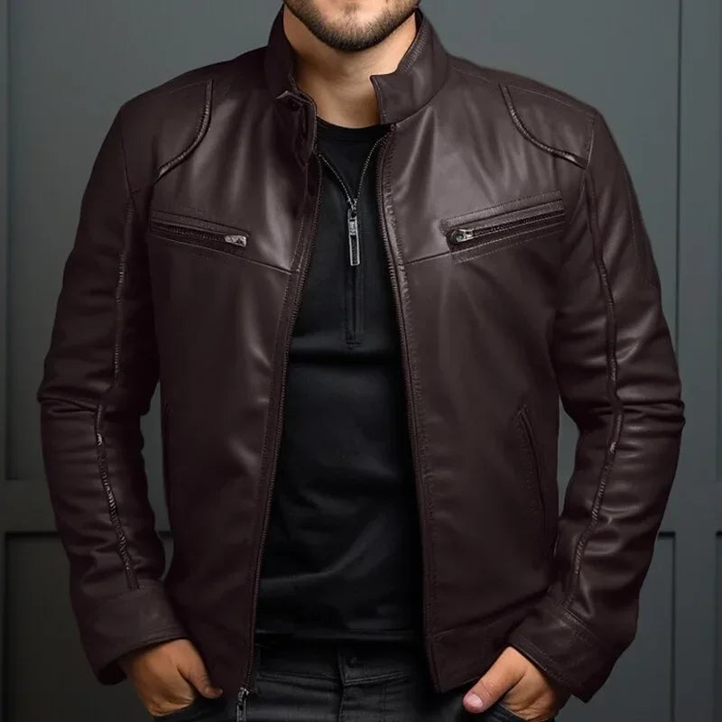 Punk Men's Motorcycle Leather Jacket